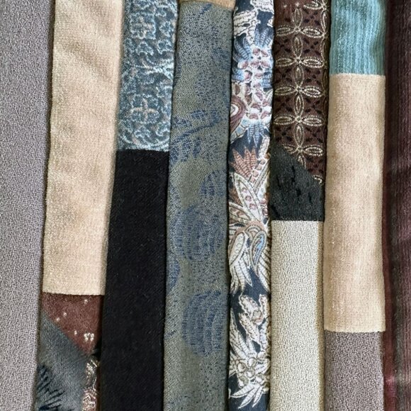 Vintage Quilted Patchwork Open Front Vest Sz L Earthy Brown Mixed Media Boho Art - Picture 5 of 9